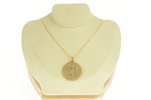 14K 0.31 Ctw Diamond 21st Birthday 1960's Round Charm/Pendant Yellow Gold