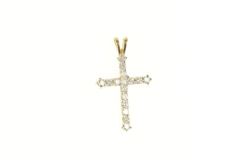 10K 1.00 Ctw Diamond Cross Christian Faith Pendant Yellow Gold