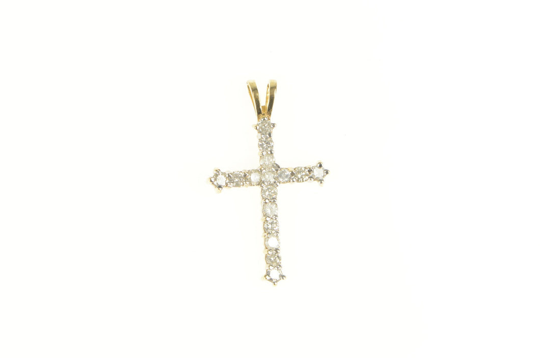 10K 1.00 Ctw Diamond Cross Christian Faith Pendant Yellow Gold