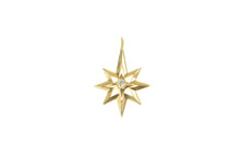 Load image into Gallery viewer, 14K Diamond Solitaire North Star Retro Statement Pendant Yellow Gold