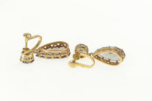 Load image into Gallery viewer, 14K Victorian Amethyst Pear Dangle Screw Back Earrings Yellow Gold