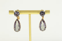Load image into Gallery viewer, 14K Victorian Amethyst Pear Dangle Screw Back Earrings Yellow Gold