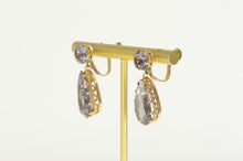 Load image into Gallery viewer, 14K Victorian Amethyst Pear Dangle Screw Back Earrings Yellow Gold