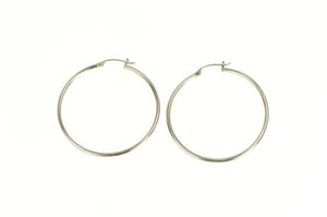 14K 41.4mm Classic Rounded Simple Hoop Earrings White Gold
