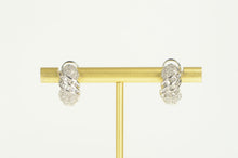 Load image into Gallery viewer, 14K 0.65 Ctw Pave Diamond Curved French Clip Earrings White Gold