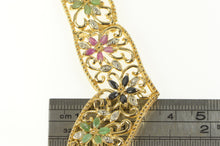 Load image into Gallery viewer, Sterling Silver Emerald Ruby Sapphire Diamond Filigree Necklace 19.25&quot;