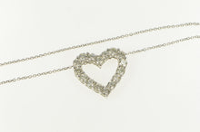 Load image into Gallery viewer, 14K 2.00 Ctw Classic Diamond Heart Love Pendant 18&quot; White Gold
