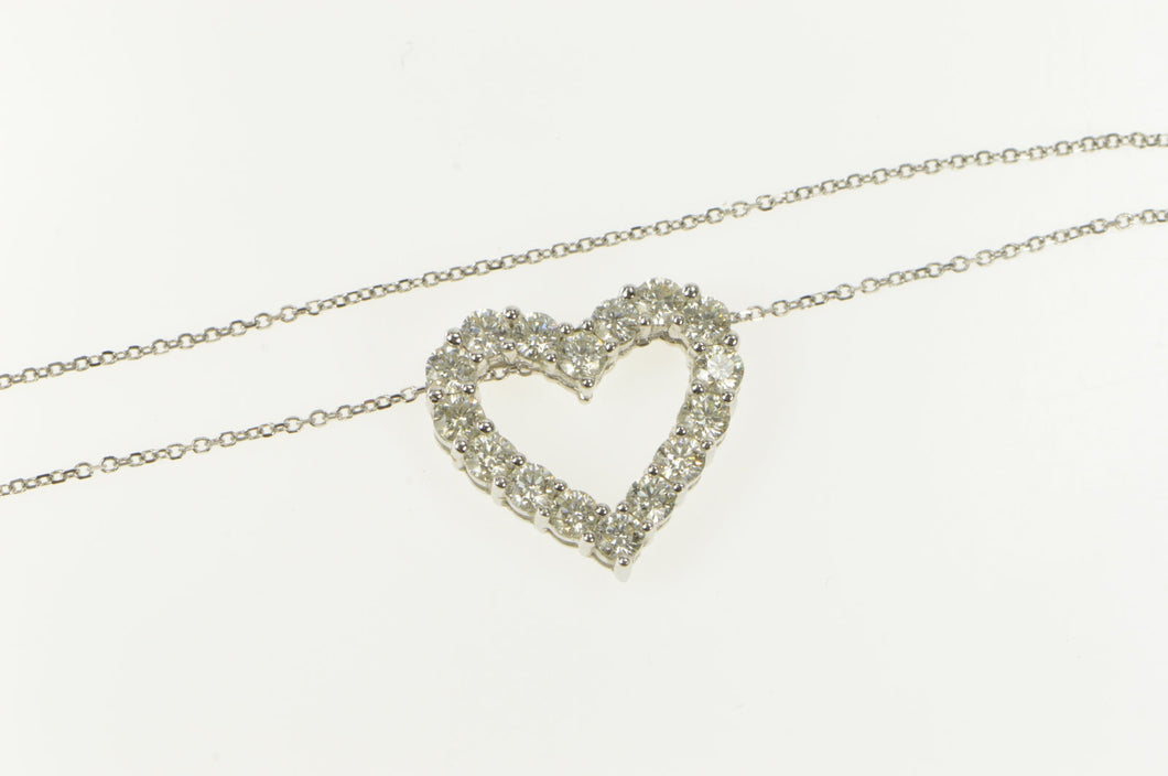 14K 2.00 Ctw Classic Diamond Heart Love Pendant 18