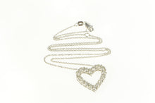 Load image into Gallery viewer, 14K 2.00 Ctw Classic Diamond Heart Love Pendant 18&quot; White Gold