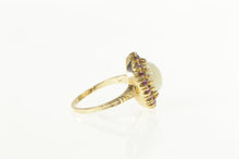 Load image into Gallery viewer, 10K Natural Opal Ruby Halo Retro Cocktail Ring Yellow Gold