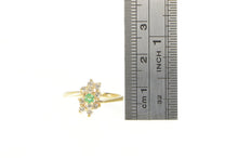 Load image into Gallery viewer, 14K 0.37 Ctw Natural Emerald Diamond Cluster Ring Yellow Gold