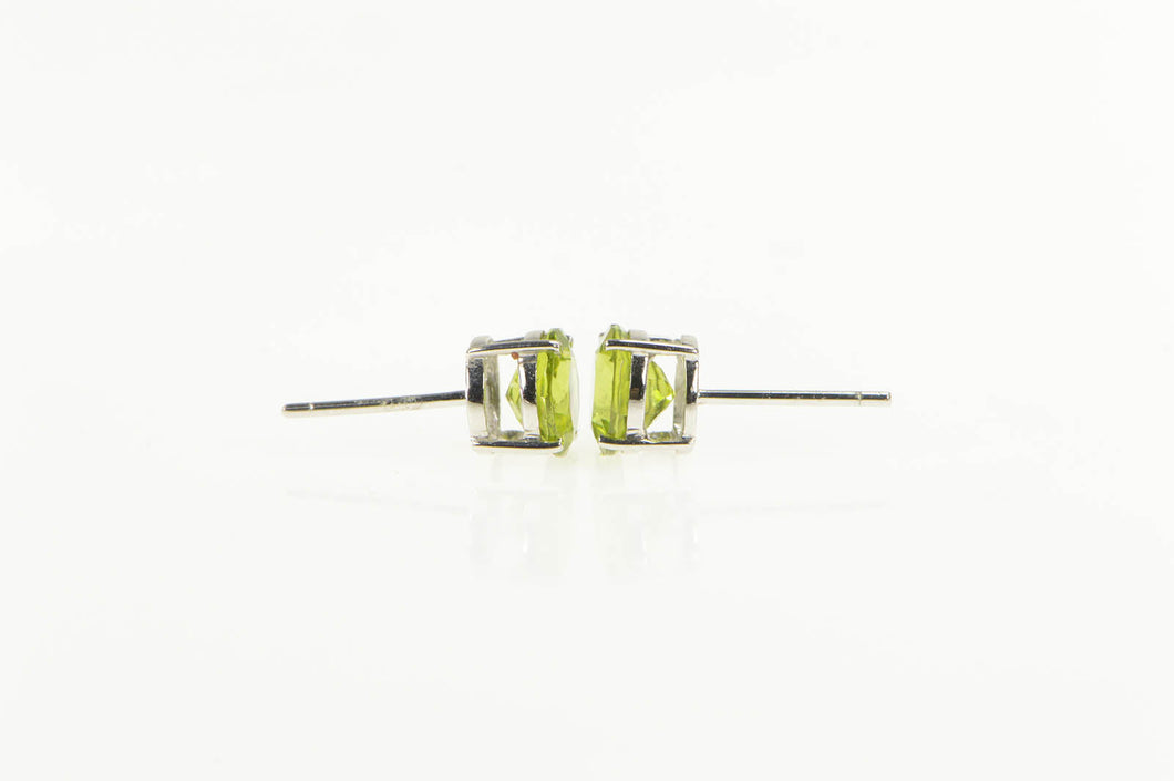 14K Round Peridot Solitaire Classic Simple Stud Earrings White Gold