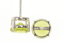 Load image into Gallery viewer, 14K Round Peridot Solitaire Classic Simple Stud Earrings White Gold
