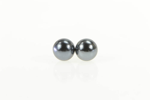 14K 7.9mm Dark Blue Pearl Classic Stud Earrings White Gold