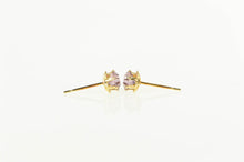 Load image into Gallery viewer, 14K Round Sim. Pink Topaz Solitaire Stud Earrings Yellow Gold