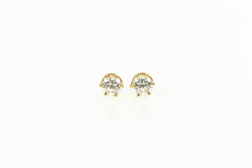 14K 4.0mm Solitaire CZ Classic Round Stud Earrings Yellow Gold