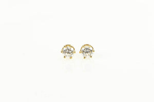 14K 4.0mm Solitaire CZ Classic Round Stud Earrings Yellow Gold