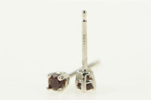 Load image into Gallery viewer, 14K Round Garnet Simple Solitaire Stud Earrings White Gold