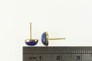 14K Oval Lapis Lazuli Cabochon Stud Earrings Yellow Gold