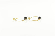 Load image into Gallery viewer, 10K Round Black Onyx Beaded Hoop Earrings Yellow Gold