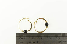 Load image into Gallery viewer, 10K Round Black Onyx Beaded Hoop Earrings Yellow Gold