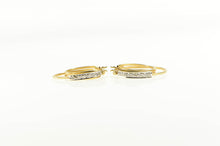 Load image into Gallery viewer, 14K Diamond Inset Layered Look Oval Hoop Earrings Yellow Gold