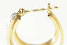 Load image into Gallery viewer, 14K Diamond Inset Layered Look Oval Hoop Earrings Yellow Gold