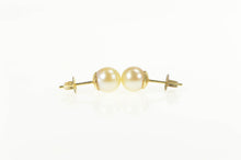 Load image into Gallery viewer, 14K 7.0mm Pearl Classic Simple Retro Stud Earrings Yellow Gold