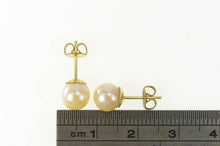 Load image into Gallery viewer, 14K 7.0mm Pearl Classic Simple Retro Stud Earrings Yellow Gold