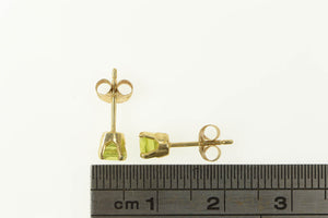 14K Peridot Round Solitaire Classic Stud Earrings Yellow Gold