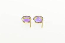 Load image into Gallery viewer, 14K Oval Amethyst Solitaire Classic Stud Earrings Yellow Gold