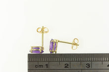 Load image into Gallery viewer, 14K Oval Amethyst Solitaire Classic Stud Earrings Yellow Gold