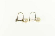 Load image into Gallery viewer, 14K Pearl Retro 1960&#39;s Classic Screw Back Earrings White Gold