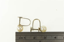 Load image into Gallery viewer, 14K Pearl Retro 1960&#39;s Classic Screw Back Earrings White Gold