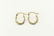 Load image into Gallery viewer, 14K Two Tone Twist Design Rounded 11.5mm Hoop Earrings Yellow Gold