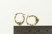 Load image into Gallery viewer, 10K Two Tone Heart Pattern Puffy Hoop Earrings Yellow Gold
