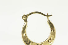 Load image into Gallery viewer, 10K Diamond Cut Leaf Pattern Squared Hoop Earrings Yellow Gold