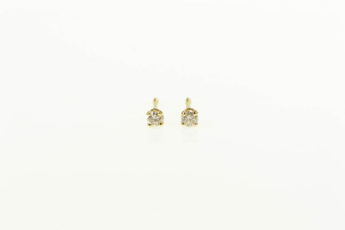 14K Diamond Simple Classic Solitaire Stud Earrings Yellow Gold