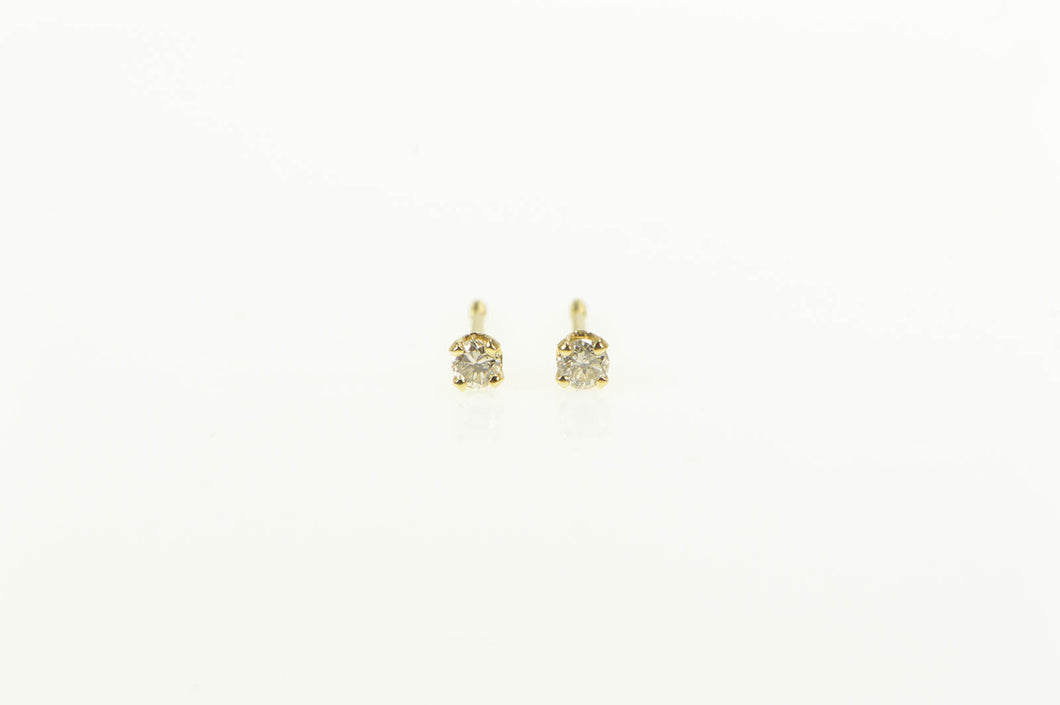 14K Diamond Simple Classic Solitaire Stud Earrings Yellow Gold