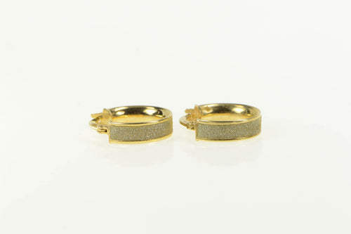 14K Diamond Dust Textured 13.3mm Hoop Earrings Yellow Gold