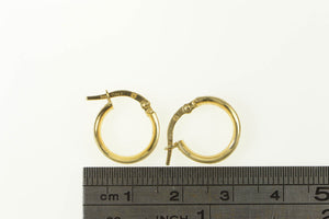 14K Diamond Dust Textured 13.3mm Hoop Earrings Yellow Gold