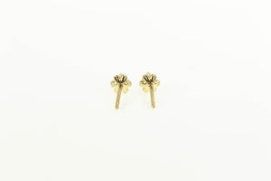14K Retro Classic Cubic Zirconia Solitaire Stud Earrings Yellow Gold