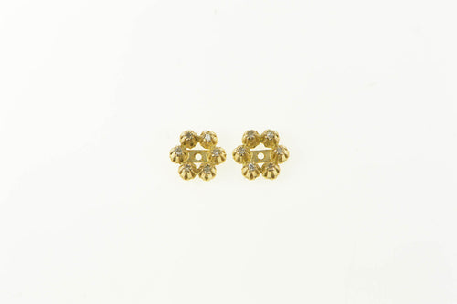 14K 3.4mm Diamond Halo Stud Enhancer Earrings Yellow Gold