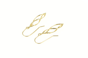 14K Spiral Twist Dangle Statement Hook Earrings Yellow Gold