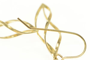 14K Spiral Twist Dangle Statement Hook Earrings Yellow Gold