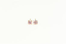 Load image into Gallery viewer, 14K Round Pink Cubic Zirconia Solitaire Stud Earrings Yellow Gold