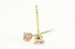 14K Round Pink Cubic Zirconia Solitaire Stud Earrings Yellow Gold