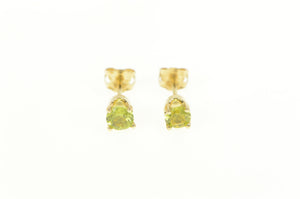 14K Round Peridot Solitaire Classic Simple Stud Earrings Yellow Gold