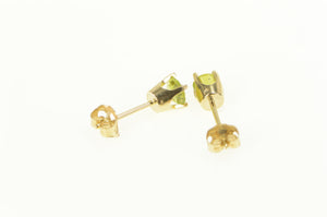 14K Round Peridot Solitaire Classic Simple Stud Earrings Yellow Gold