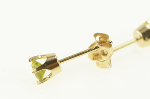 14K Round Peridot Solitaire Classic Simple Stud Earrings Yellow Gold